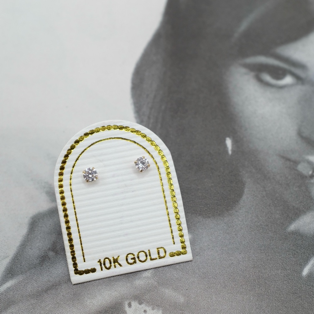 10k Yellow Gold 4mm CZ Stud Earrings